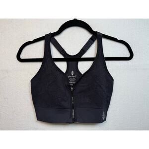 Free People Movement Textured Zip Front Bra, Black, XS/S